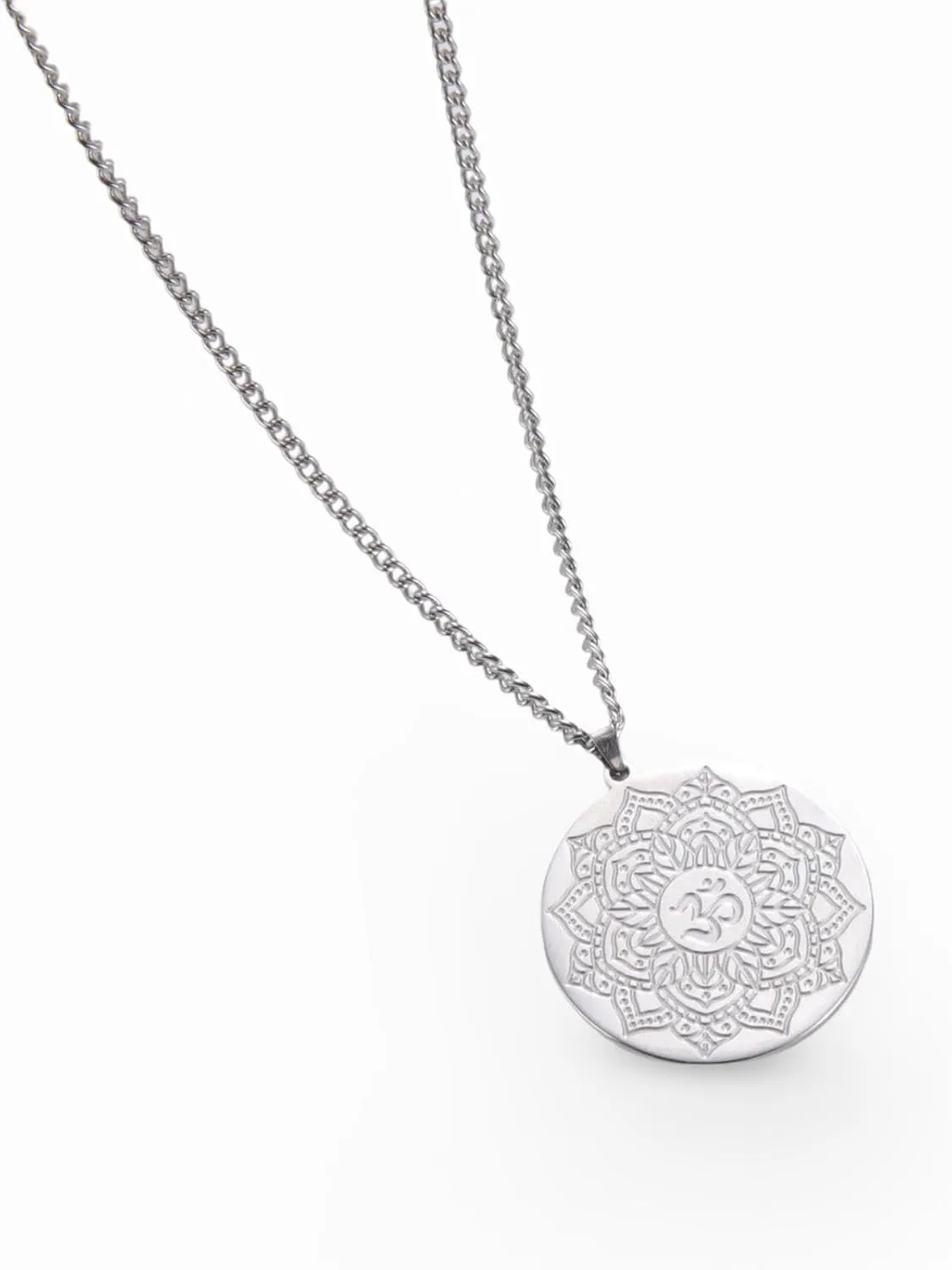 Vintage Buddhism Mandala Necklace Om Symbol Pendant Amulet Stainless Steel Religious Geometry Meditation Jewelry
