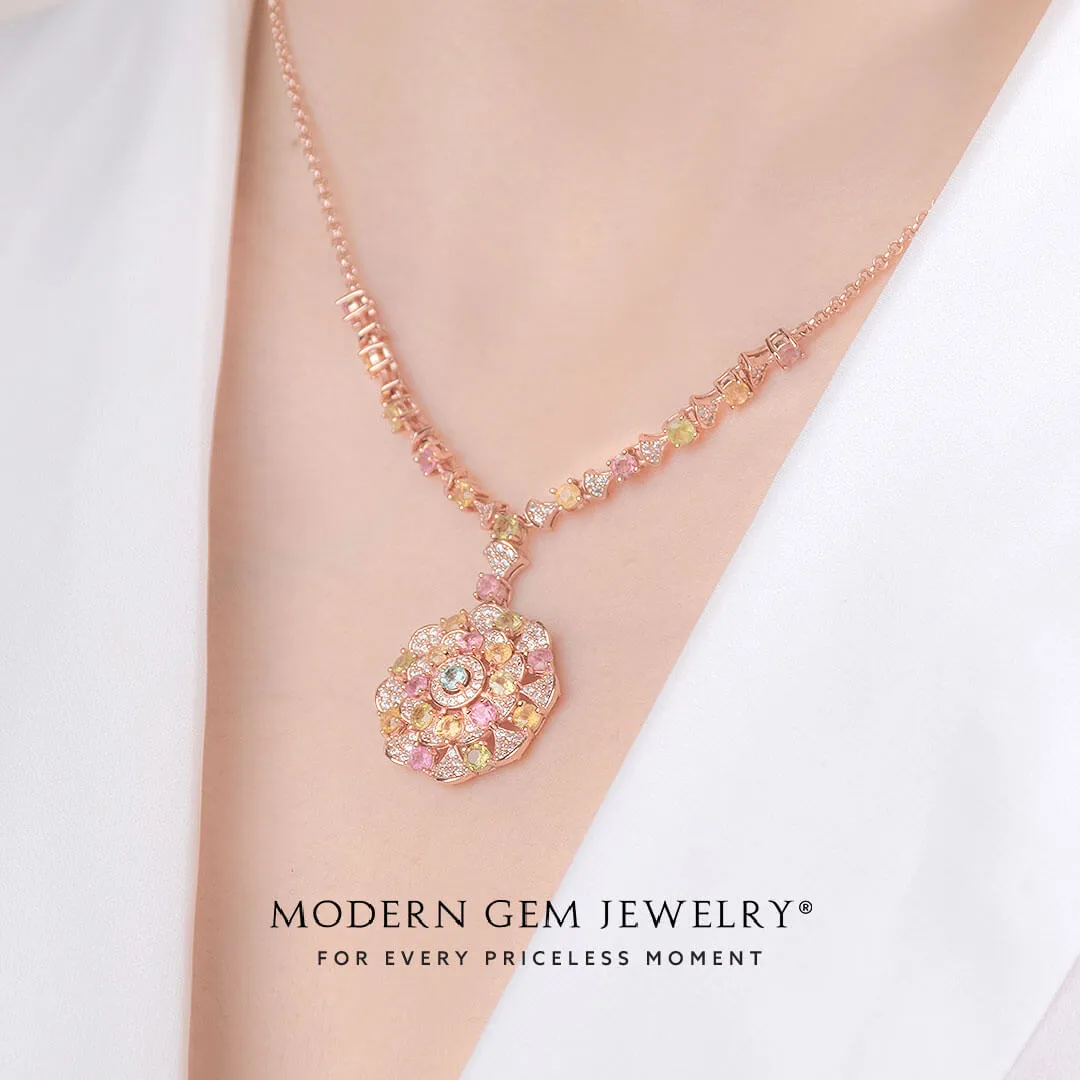 Vintage Inspired Tourmaline Necklace in Rose Gold