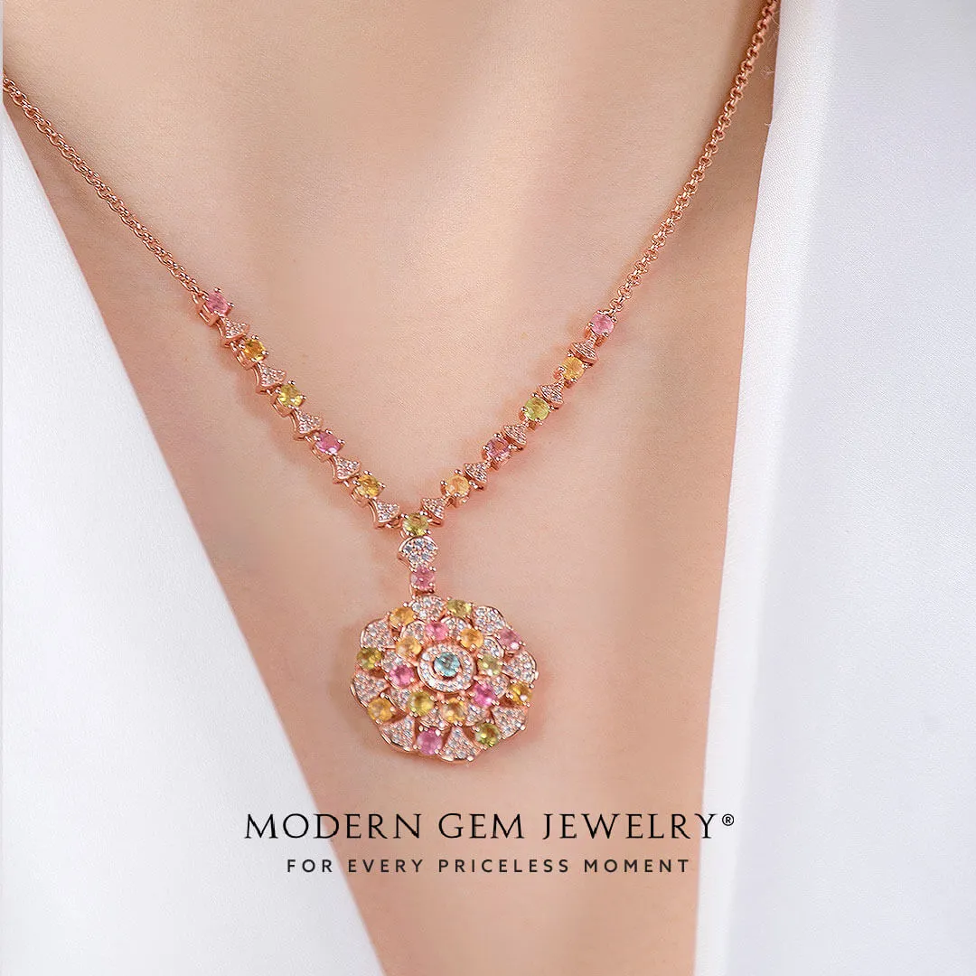 Vintage Inspired Tourmaline Necklace in Rose Gold