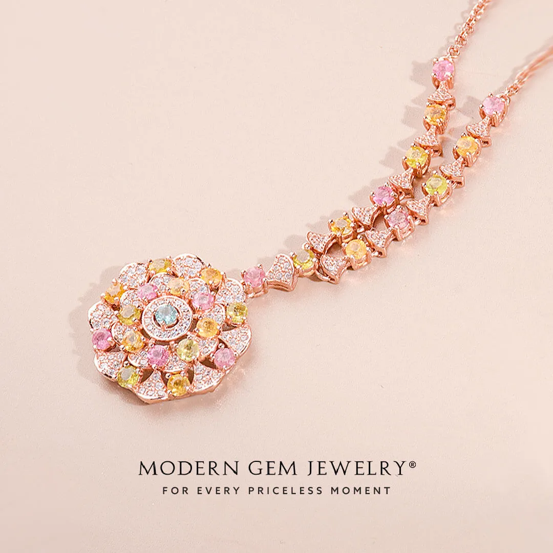 Vintage Inspired Tourmaline Necklace in Rose Gold
