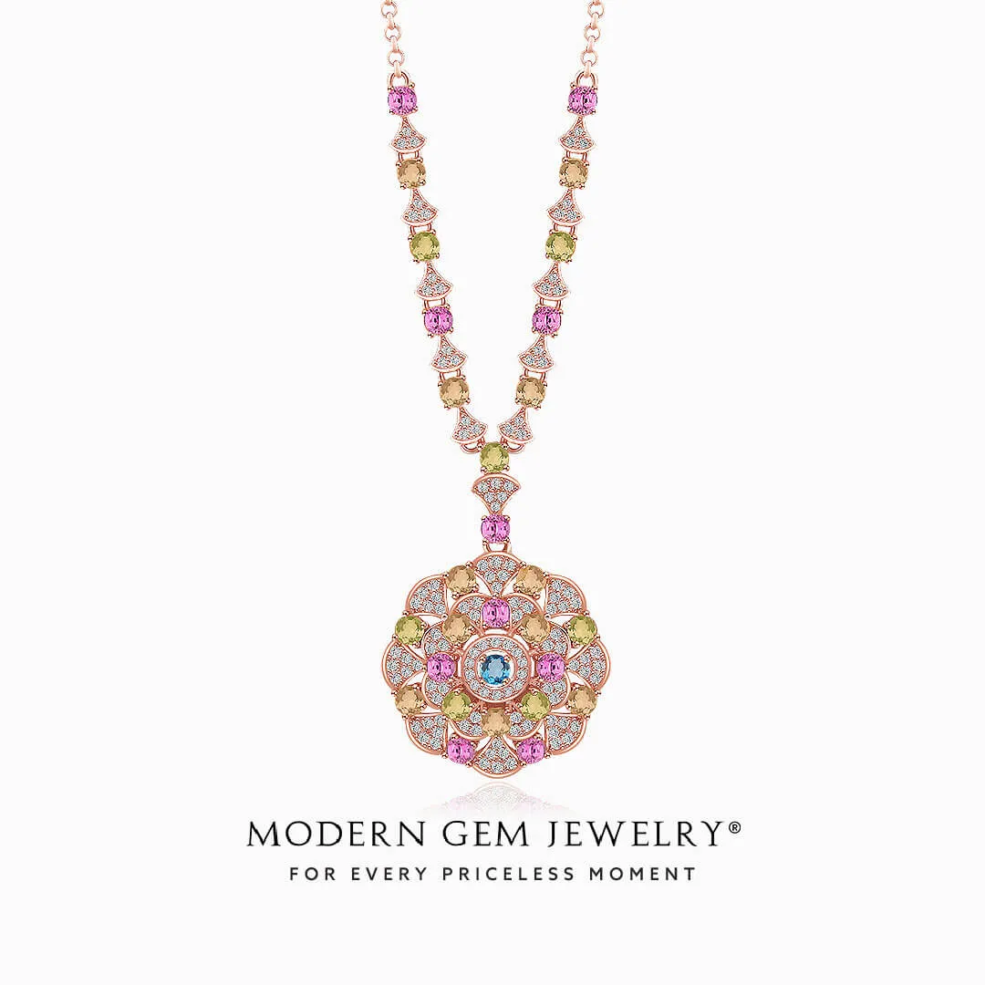 Vintage Inspired Tourmaline Necklace in Rose Gold