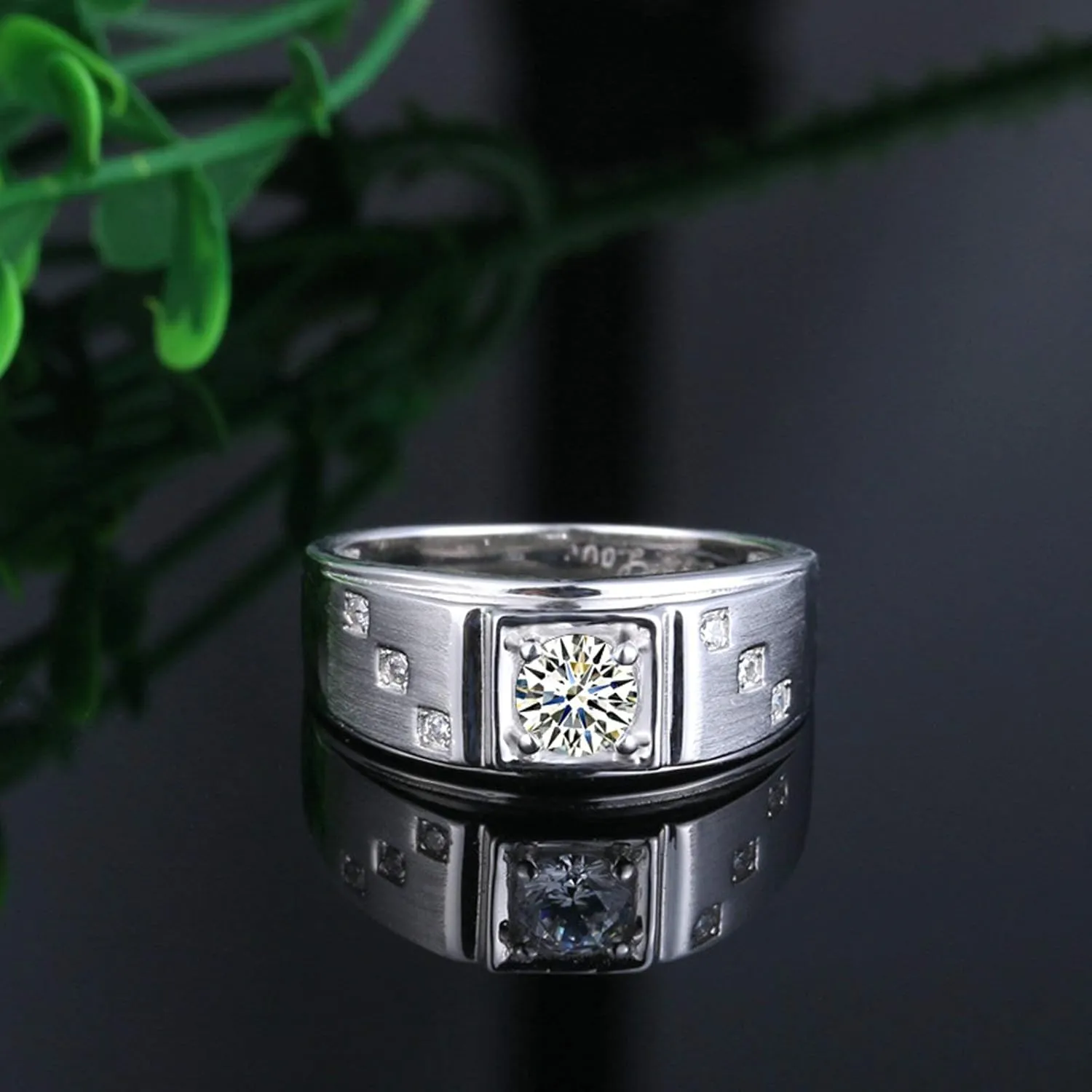 Wedding Ring Promise Ring Couples Ring Silver Cubic Zirconia Round Brilliant Shape Ring
