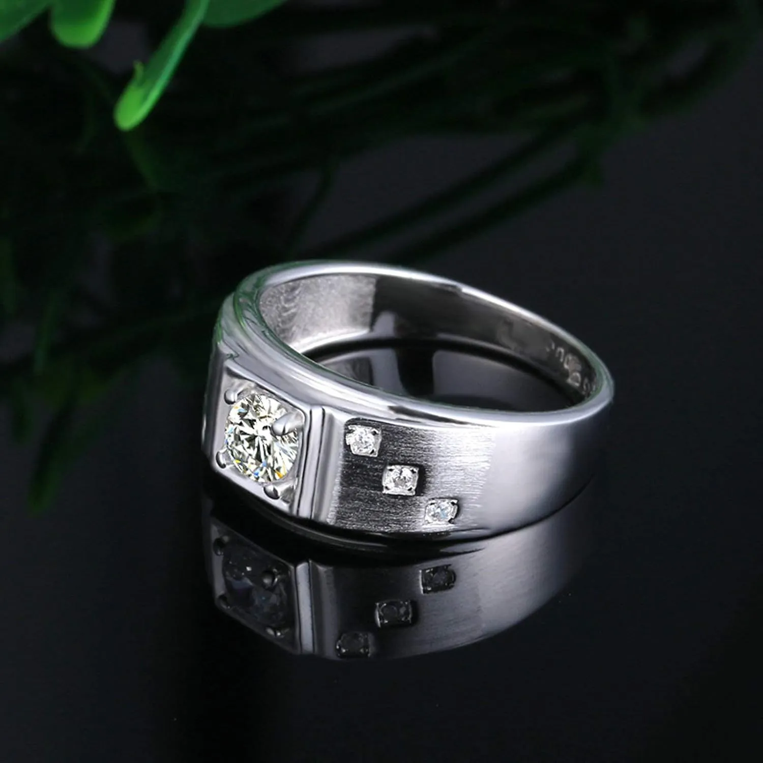 Wedding Ring Promise Ring Couples Ring Silver Cubic Zirconia Round Brilliant Shape Ring