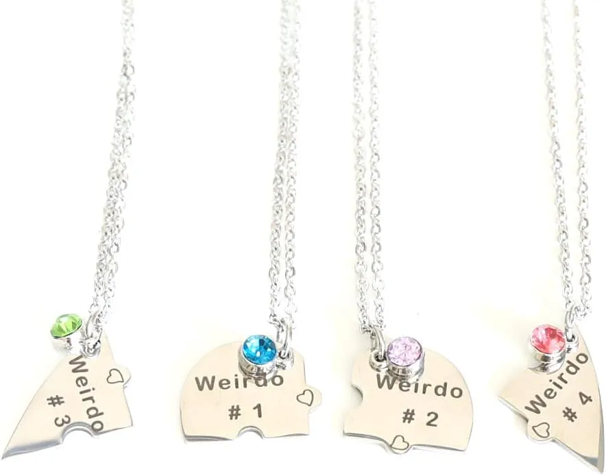 Weirdo Necklace Heart Bff for 4 Best Friend Necklaces Sister Friendship Stainless Steel Jewelry