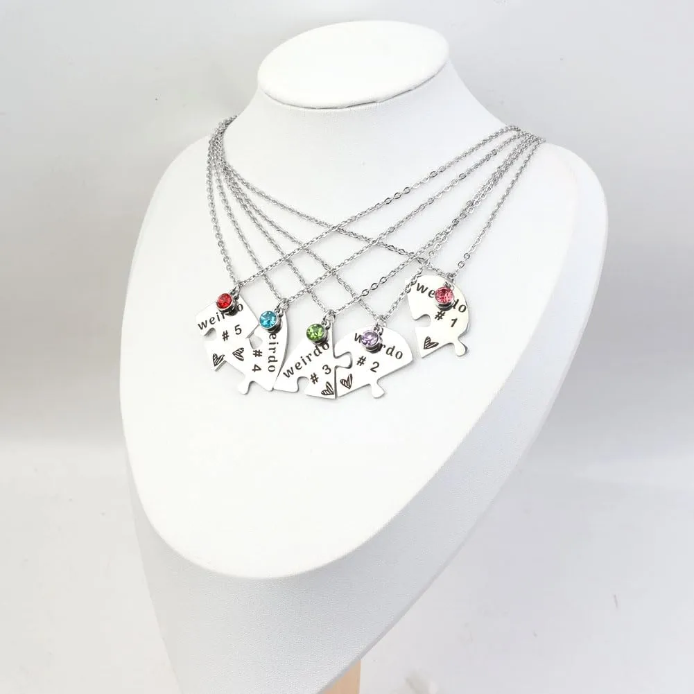 Weirdo Necklace Heart Bff for 4 Best Friend Necklaces Sister Friendship Stainless Steel Jewelry