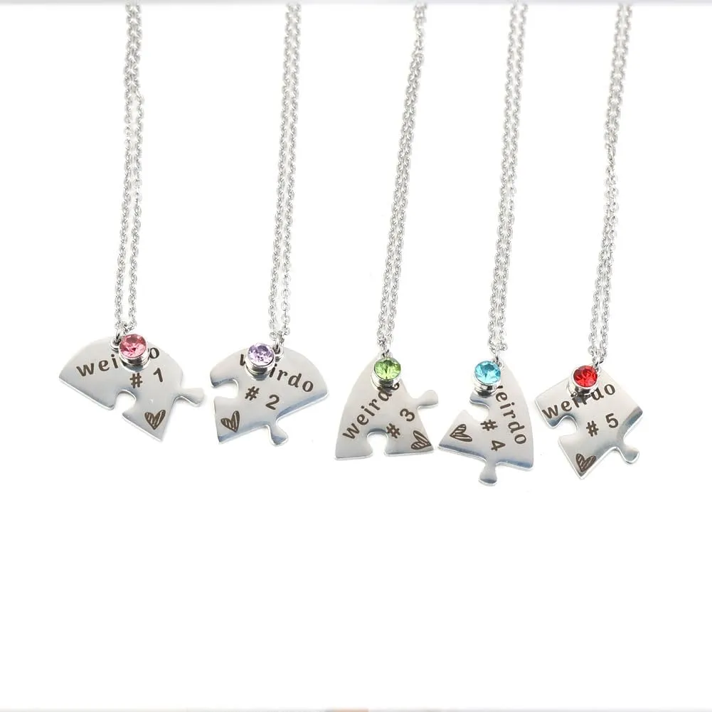 Weirdo Necklace Heart Bff for 4 Best Friend Necklaces Sister Friendship Stainless Steel Jewelry