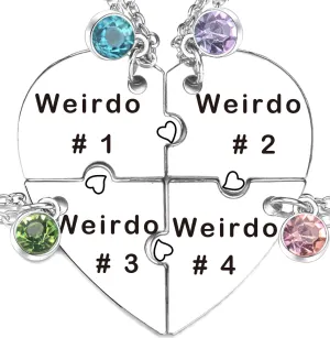 Weirdo Necklace Heart Bff for 4 Best Friend Necklaces Sister Friendship Stainless Steel Jewelry