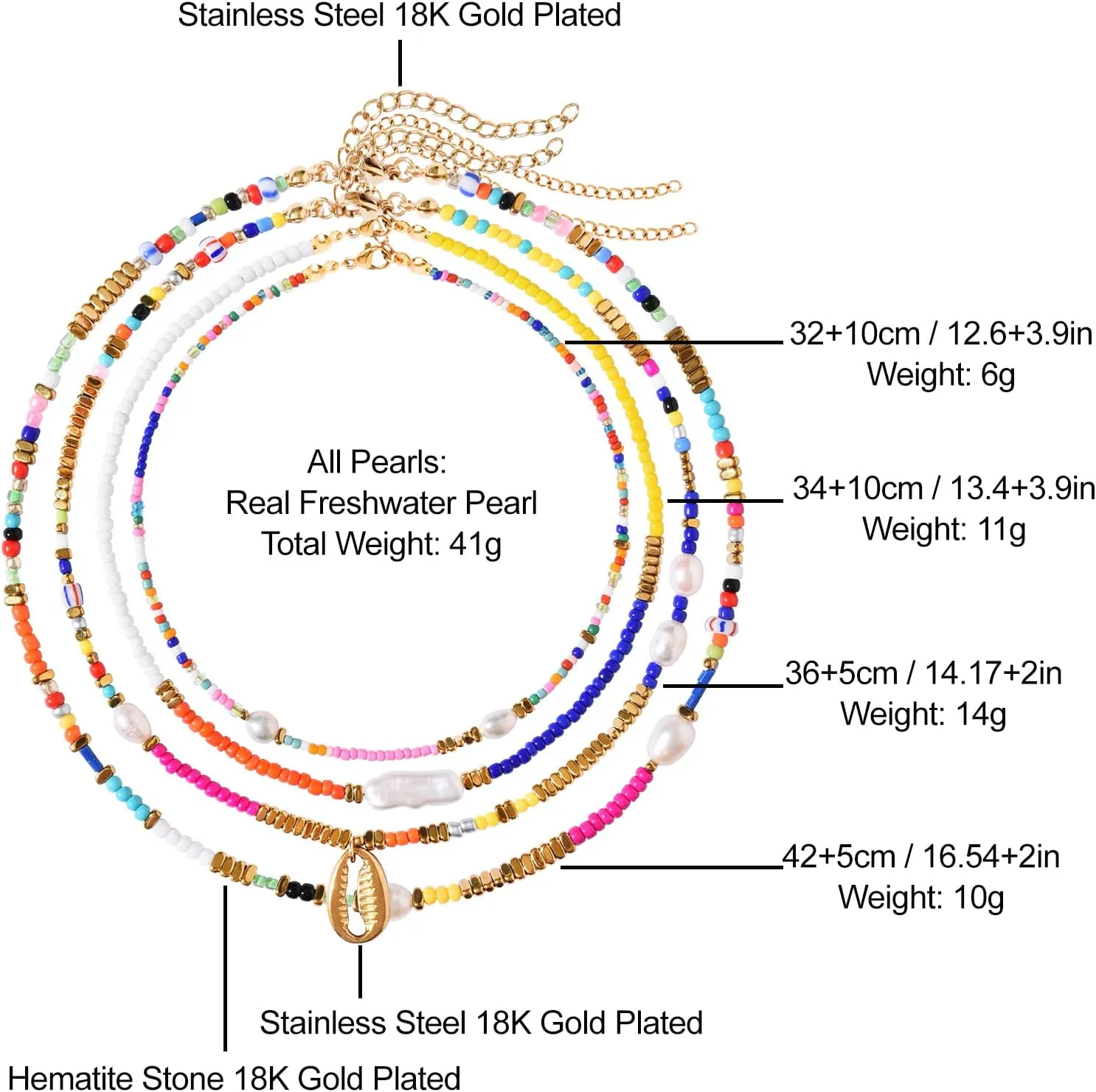 Wellike Colorful Beaded Necklace for Women Freshwater Beaded Pearl Choker Necklace Evil Eye Pearl Necklaces for Teen Girls Stainless Steel 18K Gold Plated Necklace Y2K Trendy Pearl Necklace Women