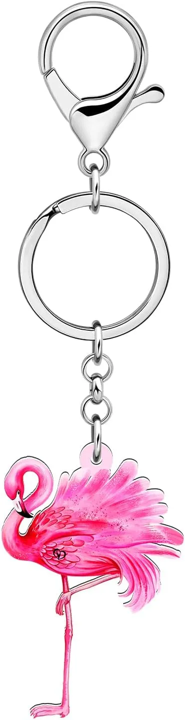 WEVENI Inspirational Flamingo Gifts for Women Girls Pink Flamingo Keychain Backpack Purse Charms Car Key Chain Accessories