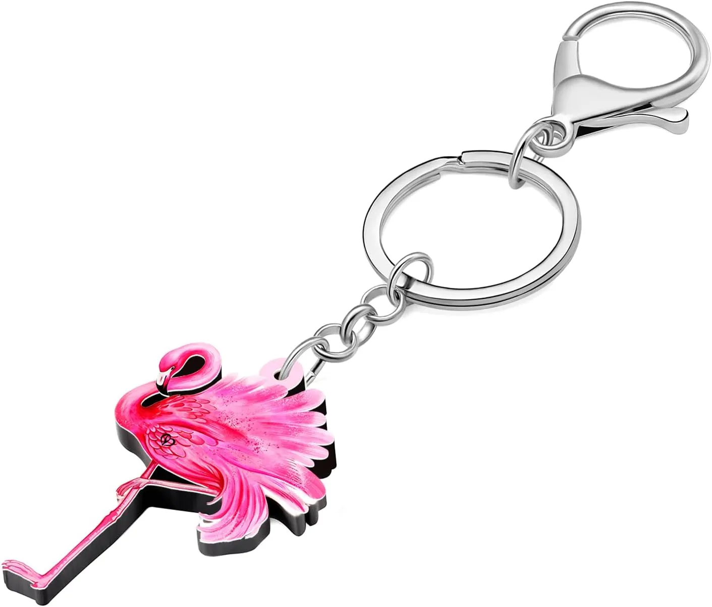 WEVENI Inspirational Flamingo Gifts for Women Girls Pink Flamingo Keychain Backpack Purse Charms Car Key Chain Accessories
