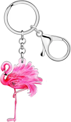 WEVENI Inspirational Flamingo Gifts for Women Girls Pink Flamingo Keychain Backpack Purse Charms Car Key Chain Accessories