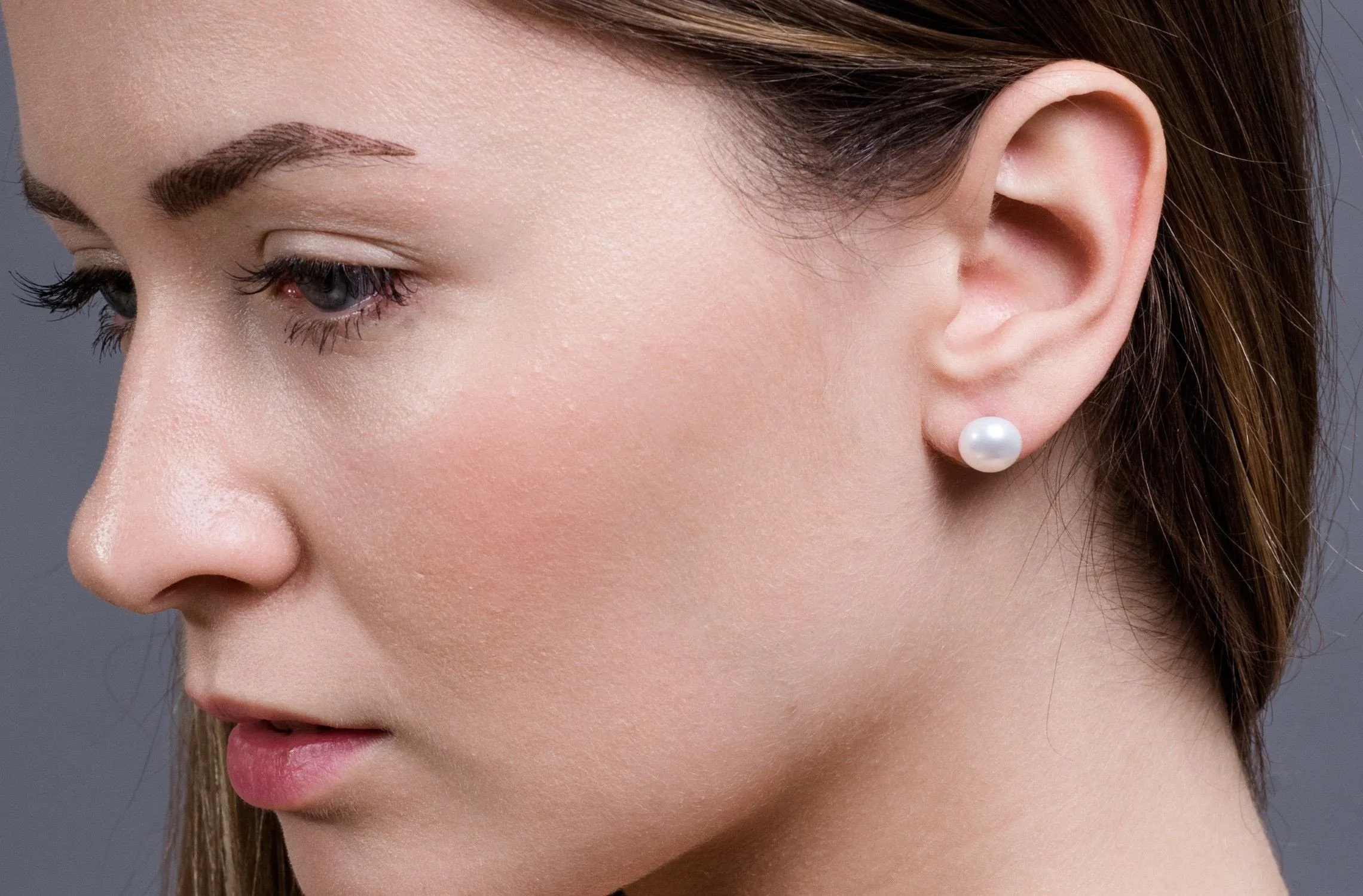 White Freshwater Pearl Stud Earrings Sterling Silver 10mm