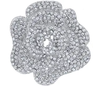 White Gold/Rose Gold Plated Women's Crystal Rhinestone Rose Flower Shape Brooch Pins for Women Lady