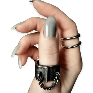 Wide Band Bonded Chain Charm Ring