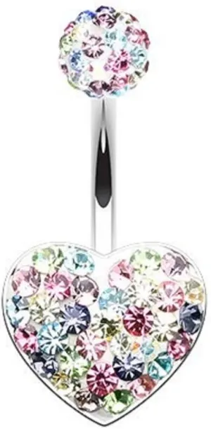 WildKlass Jewelry Brilliant Sprinkles Heart Multi-Sprinkle Dot 316L Surgical Steel Belly Button Ring