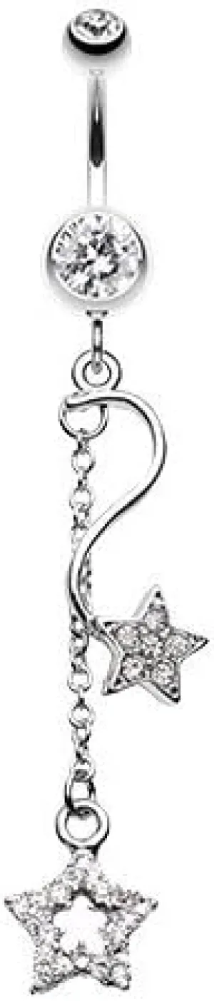 WildKlass Jewelry Shooting Vibrant Stars 316L Surgical Steel Belly Button Ring