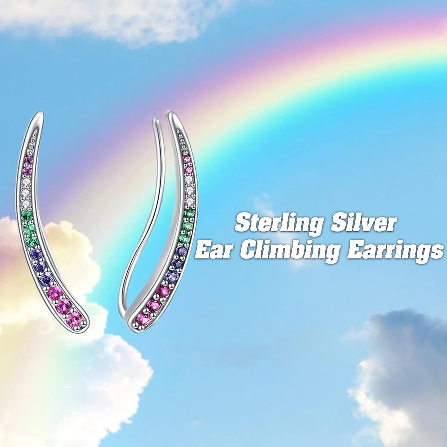 WINNICACA 925 Sterling Silver Ear Climbers Earrings for Women Created Opal Earrings for Women Hypoallergenic Crawler Earrings Jewelry Gifts for Mom Wife