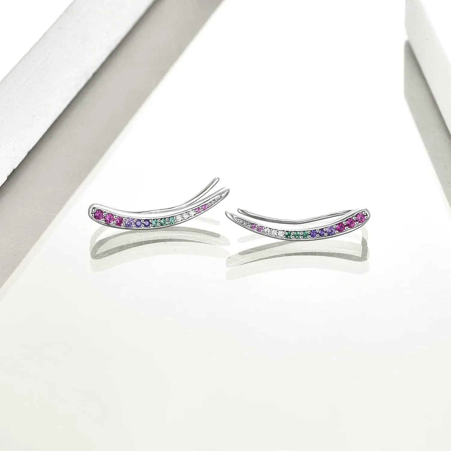 WINNICACA 925 Sterling Silver Ear Climbers Earrings for Women Created Opal Earrings for Women Hypoallergenic Crawler Earrings Jewelry Gifts for Mom Wife