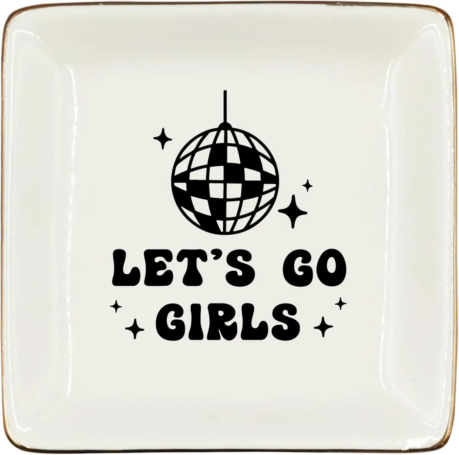 WODMIS Western Cowgirl Ceramic Jewelry Tray Dish, Pink Cowgirls Jewelry Plate, Let's Go Black Cowgirls Disco Ball Ring Trinket Dish, Cowgirl Birthday Gift For Women Cowgirls Ssp