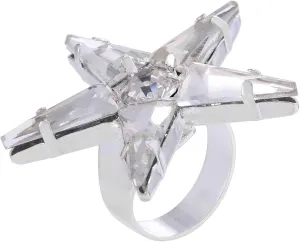 Woeoe Bling Rhinestone Statement Ring Silver Crystal Thick Star Shape Rings Big Crystal Finger Ring Vintage Party Prom Exaggerate Luxury Beach Body Jewelry for Women