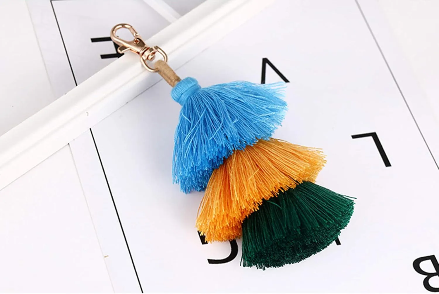 Women Colorful Tassels Charm Keychain Car Keyring Holder Bag Wallet Purse