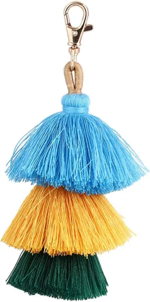 Women Colorful Tassels Charm Keychain Car Keyring Holder Bag Wallet Purse