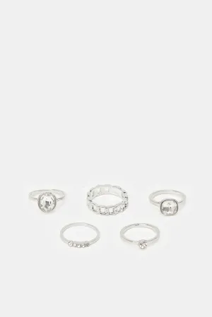 Women Silver Embellished Rig Set (5 Piece)