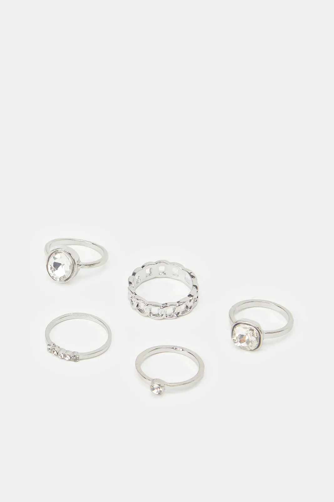 Women Silver Embellished Rig Set (5 Piece)