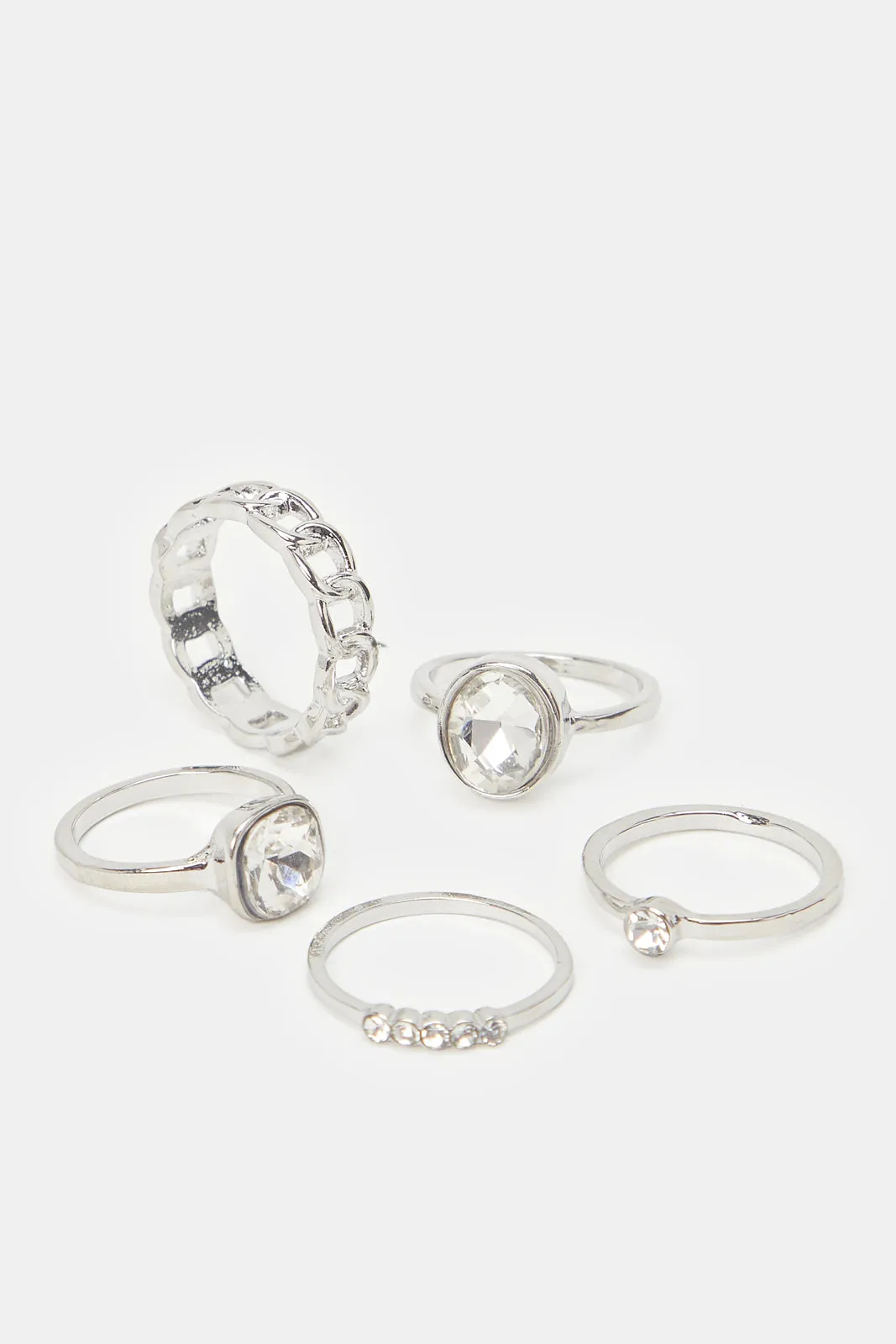 Women Silver Embellished Rig Set (5 Piece)