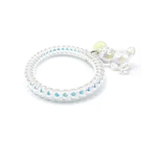 Women's Dazzling Colorful Bear Bracelet, Hair Ties, Spiral Hair Ties, Glow-in-the-Dark Bracelet, Headband Bracelet Dual Purpose