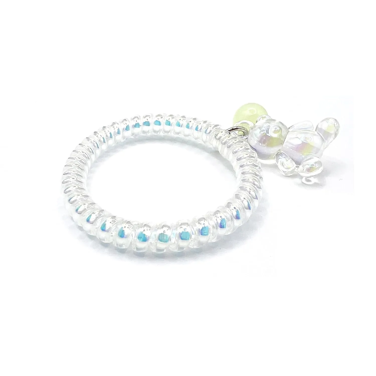 Women's Dazzling Colorful Bear Bracelet, Hair Ties, Spiral Hair Ties, Glow-in-the-Dark Bracelet, Headband Bracelet Dual Purpose