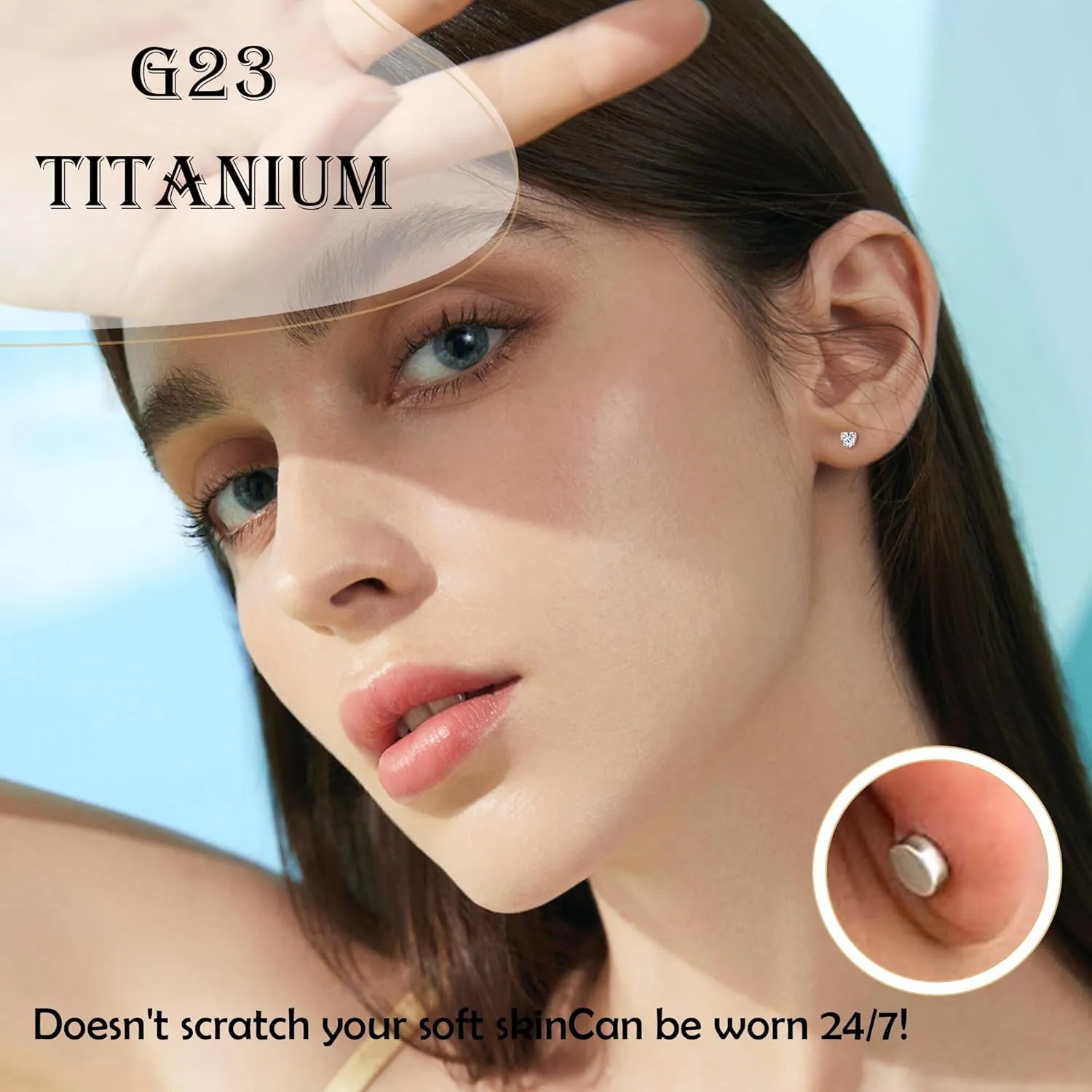 Women's Earrings Anti-Allergy Titanium Earrings Cubic Zirconia Flat Back Design Star/Heart/Square Available 4MM/5MM Clear/Pink Comfortable Daily Wear Holiday Gift