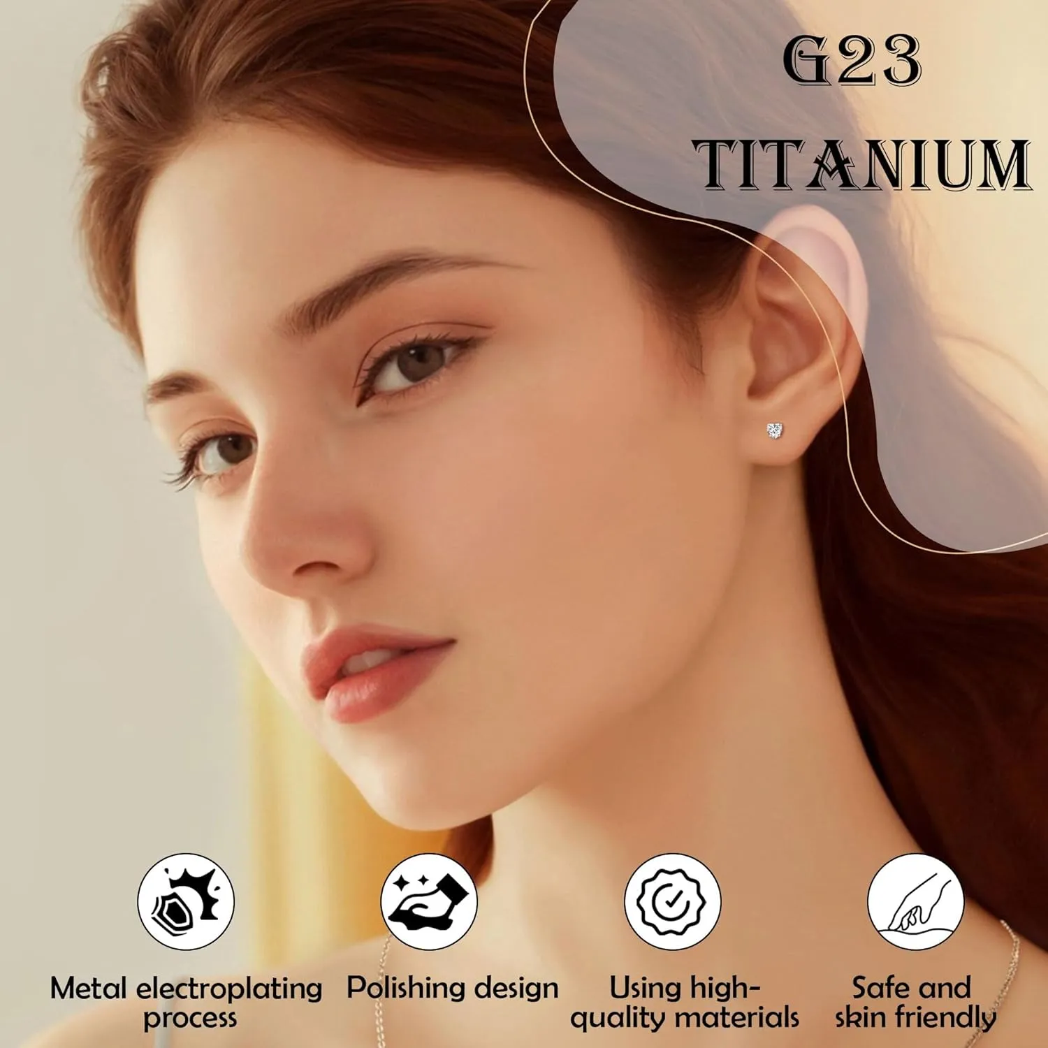 Women's Earrings Anti-Allergy Titanium Earrings Cubic Zirconia Flat Back Design Star/Heart/Square Available 4MM/5MM Clear/Pink Comfortable Daily Wear Holiday Gift