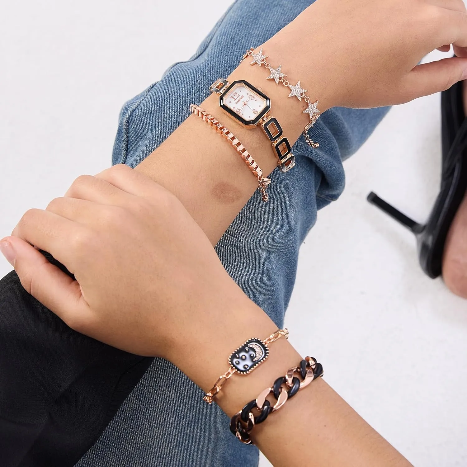 Women's Rectangle Watch and Bracelet Set, Women's Bracelet Watch SetGifts for Women