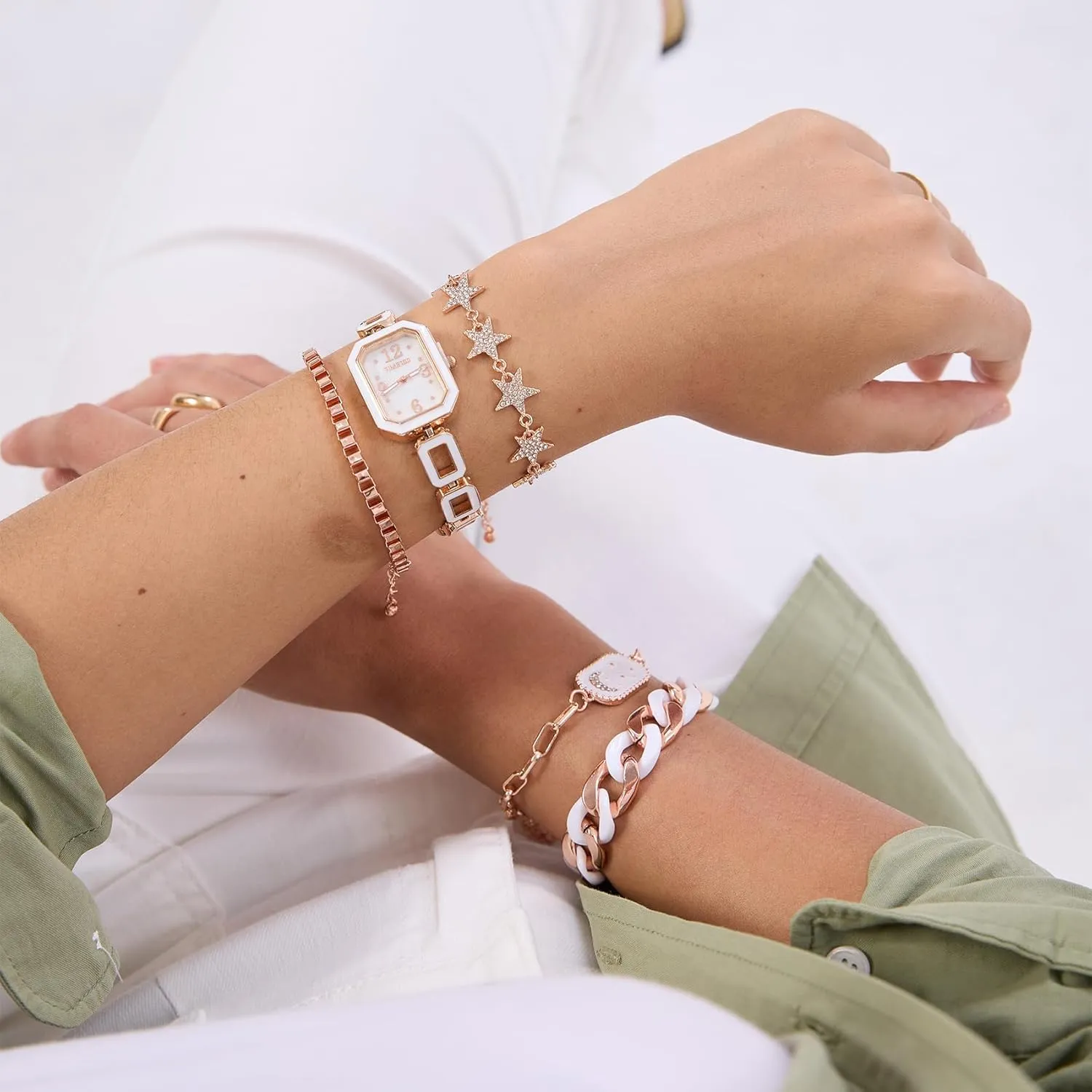 Women's Rectangle Watch and Bracelet Set, Women's Bracelet Watch SetGifts for Women