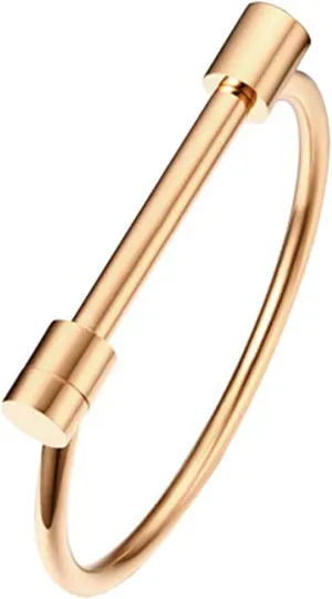 Women's Stainless Steel Fashion Letter D Shaped Horseshoe Bracelets Gold/Black/Rose Gold/Silver