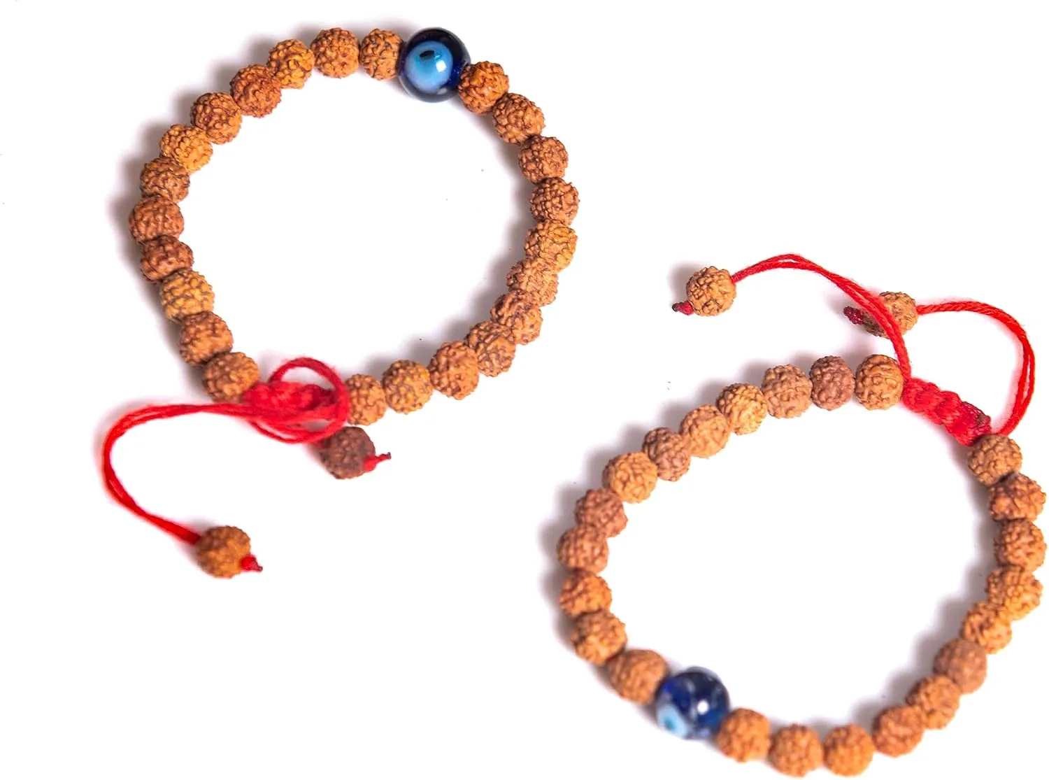 Wonder Care Evil Eye and Authentic Rudraksha Natural Gemstone Yoga Meditation Beads Bracelet Free Size Wrist Friendship Band Unisex Adjustable Friendship Bracelet Rakhi Gift (Pack of 2)