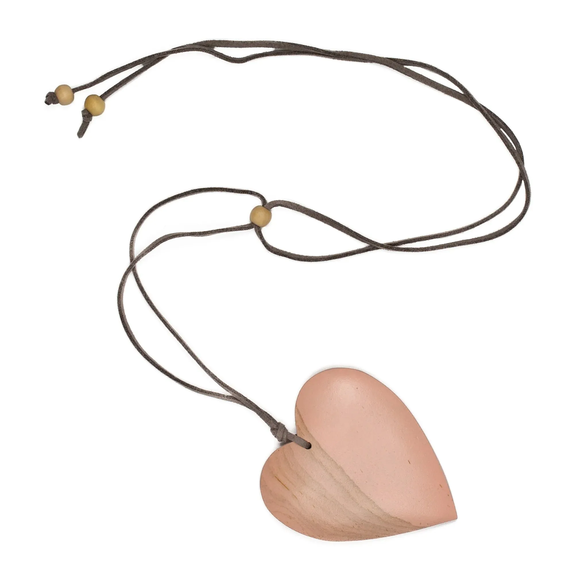 Wooden MATTE Heart Pendant On Suede