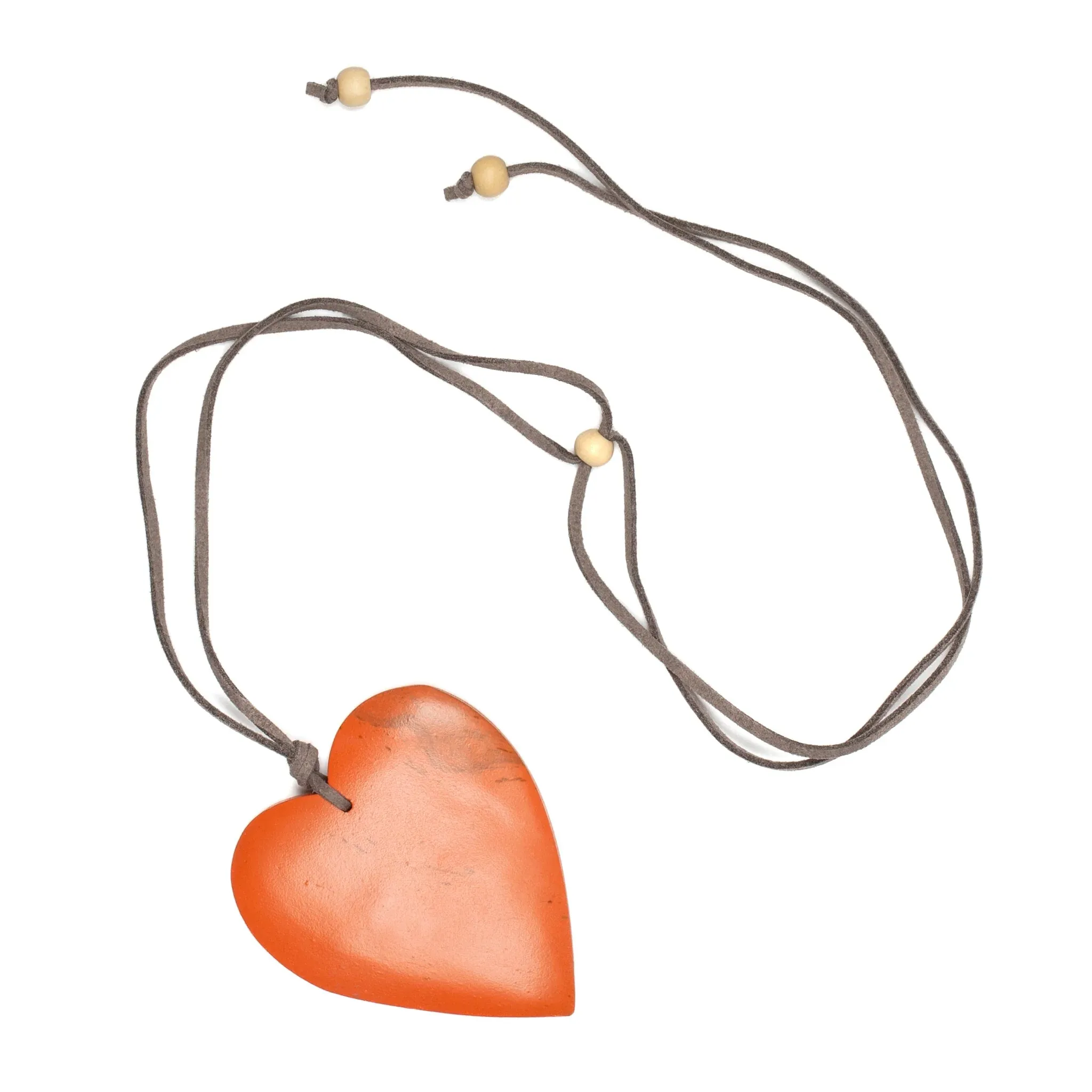 Wooden MATTE Heart Pendant On Suede