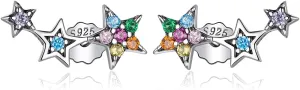 WOSTU Star Climber Stud Earrings Womens 925 Sterling Silver Cuff Earrings Hypoallergenic Wrap Pin Earrings