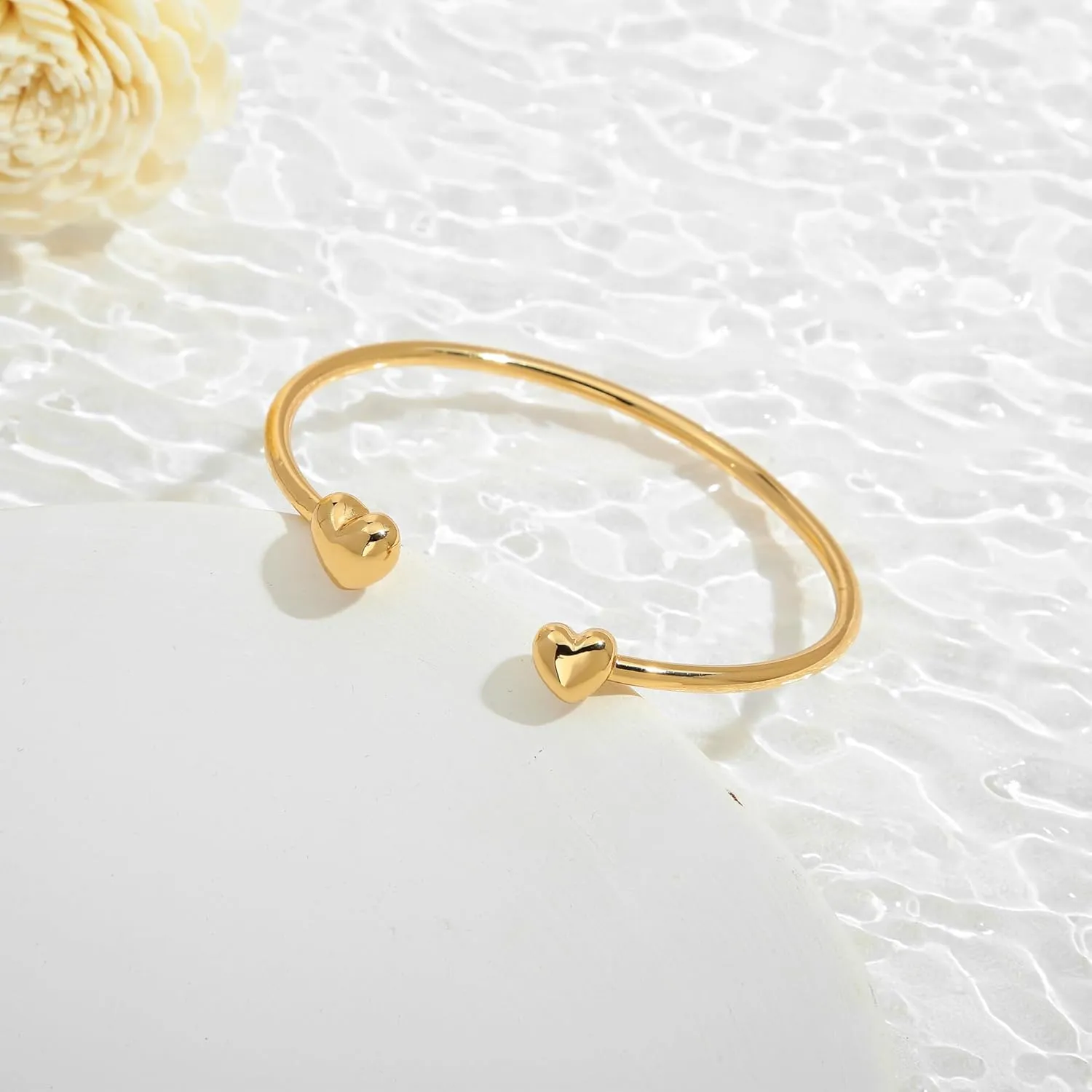 WOWORAMA Dainty Gold Cuff Bracelets for Women Delicate Thin Wire Open Bangle Bracelets Stackable Minimalist Wrist Cuff Bracelets Flexible Adjustable Size