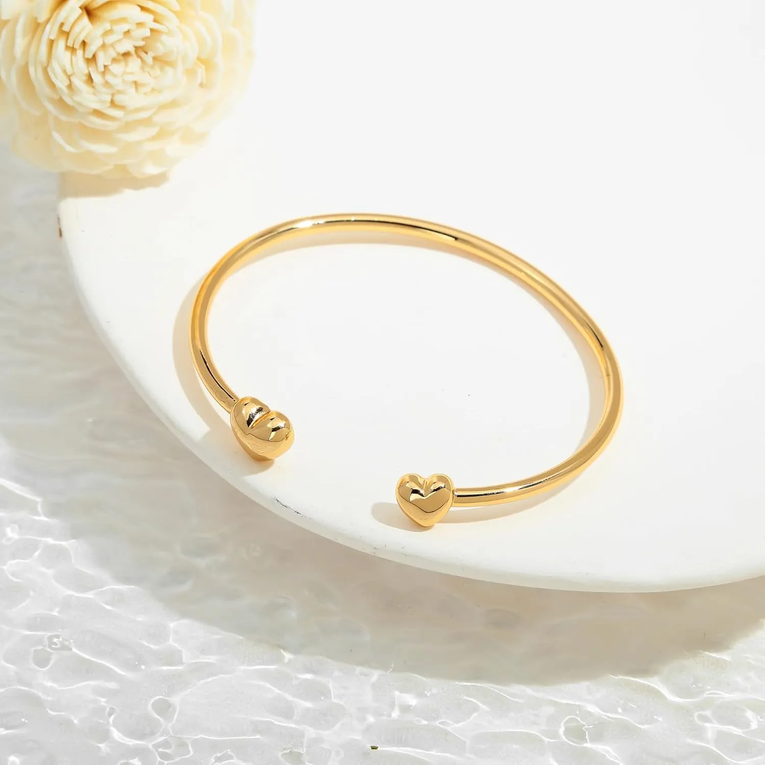 WOWORAMA Dainty Gold Cuff Bracelets for Women Delicate Thin Wire Open Bangle Bracelets Stackable Minimalist Wrist Cuff Bracelets Flexible Adjustable Size