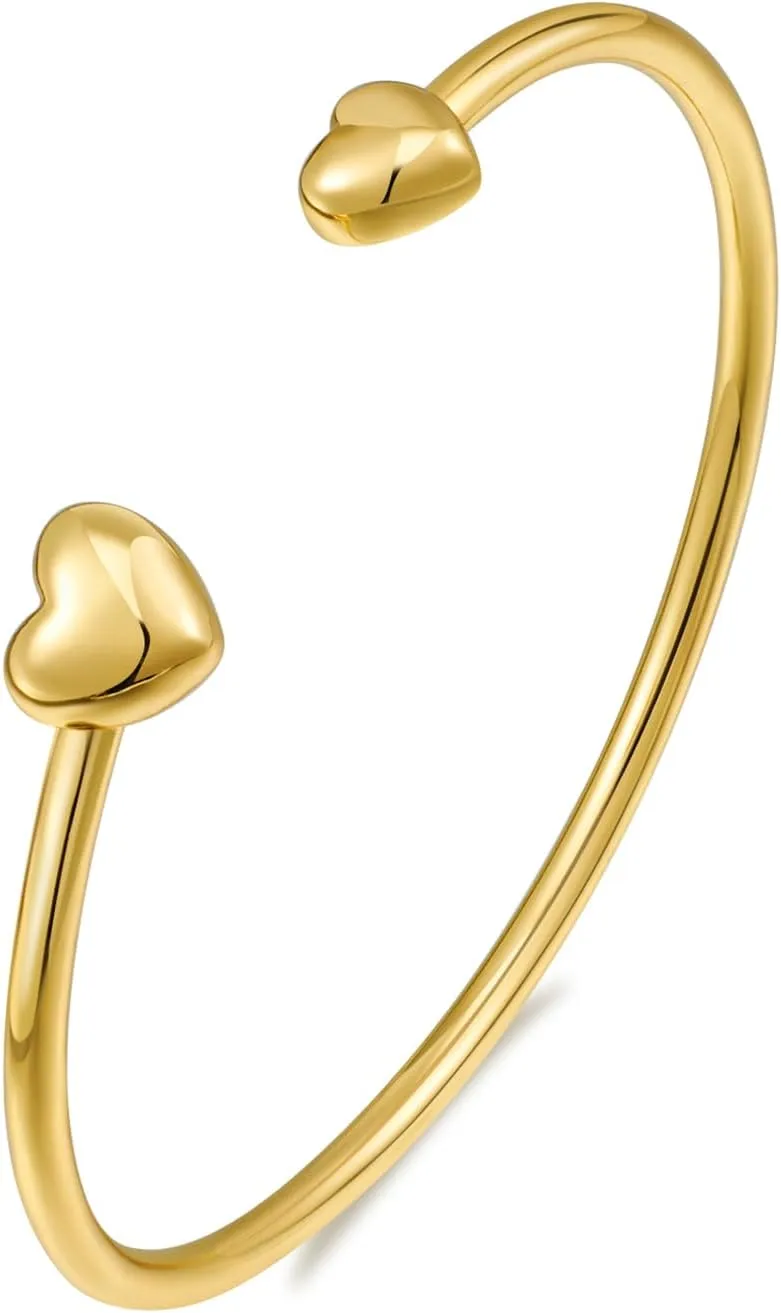 WOWORAMA Dainty Gold Cuff Bracelets for Women Delicate Thin Wire Open Bangle Bracelets Stackable Minimalist Wrist Cuff Bracelets Flexible Adjustable Size