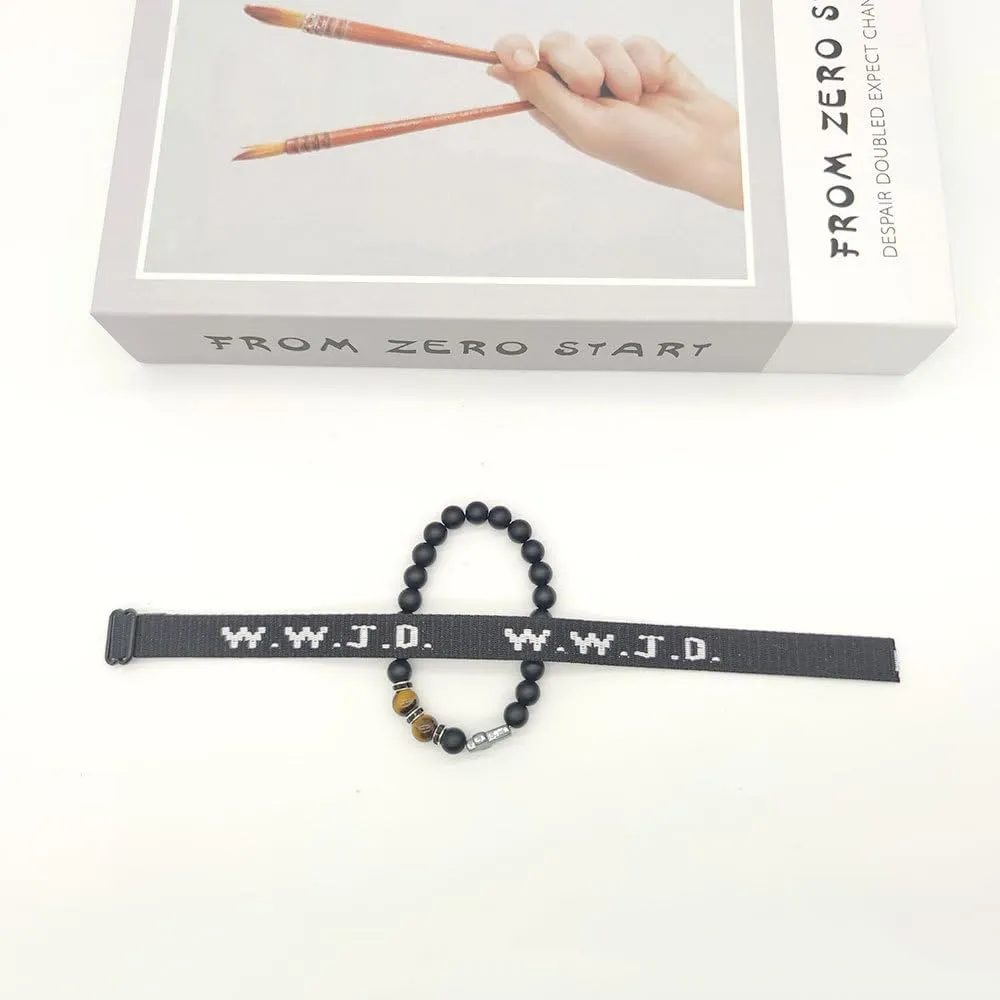 WWJD Braided Rope Bracelet Set for Women Men Colorful What Would Jesus Do Crystal Beaded Bracelet Natural Stone Cross Stretch Bracelet Protection Pray Inspirational Religious Christian Jewelry