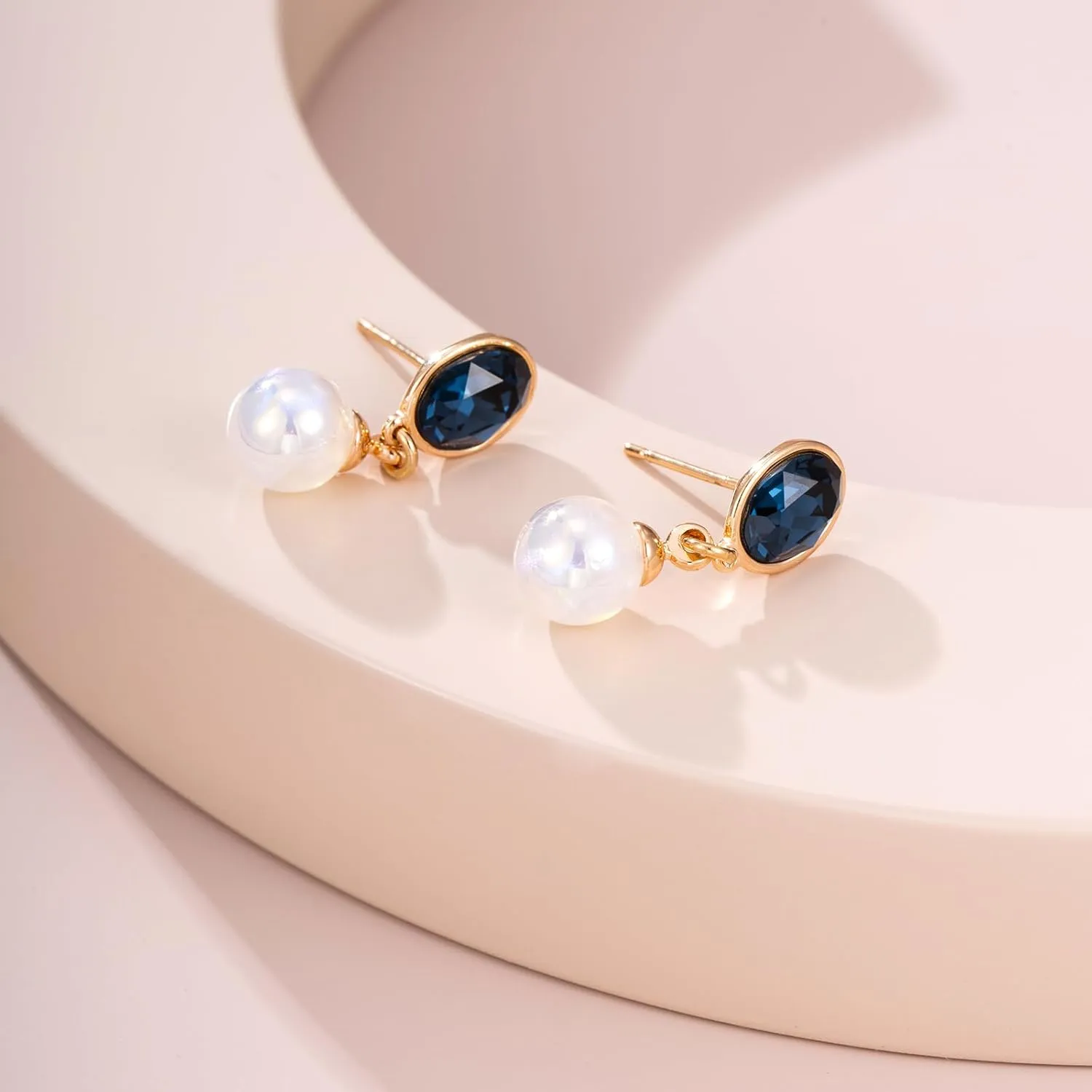 XUPING Simulated Pearl Earrings For Women 18K Gold Plated Silver Round Stud Cubic Zirconia Dangle Hoop Hypoallergenic Crystal Earring Jewelry