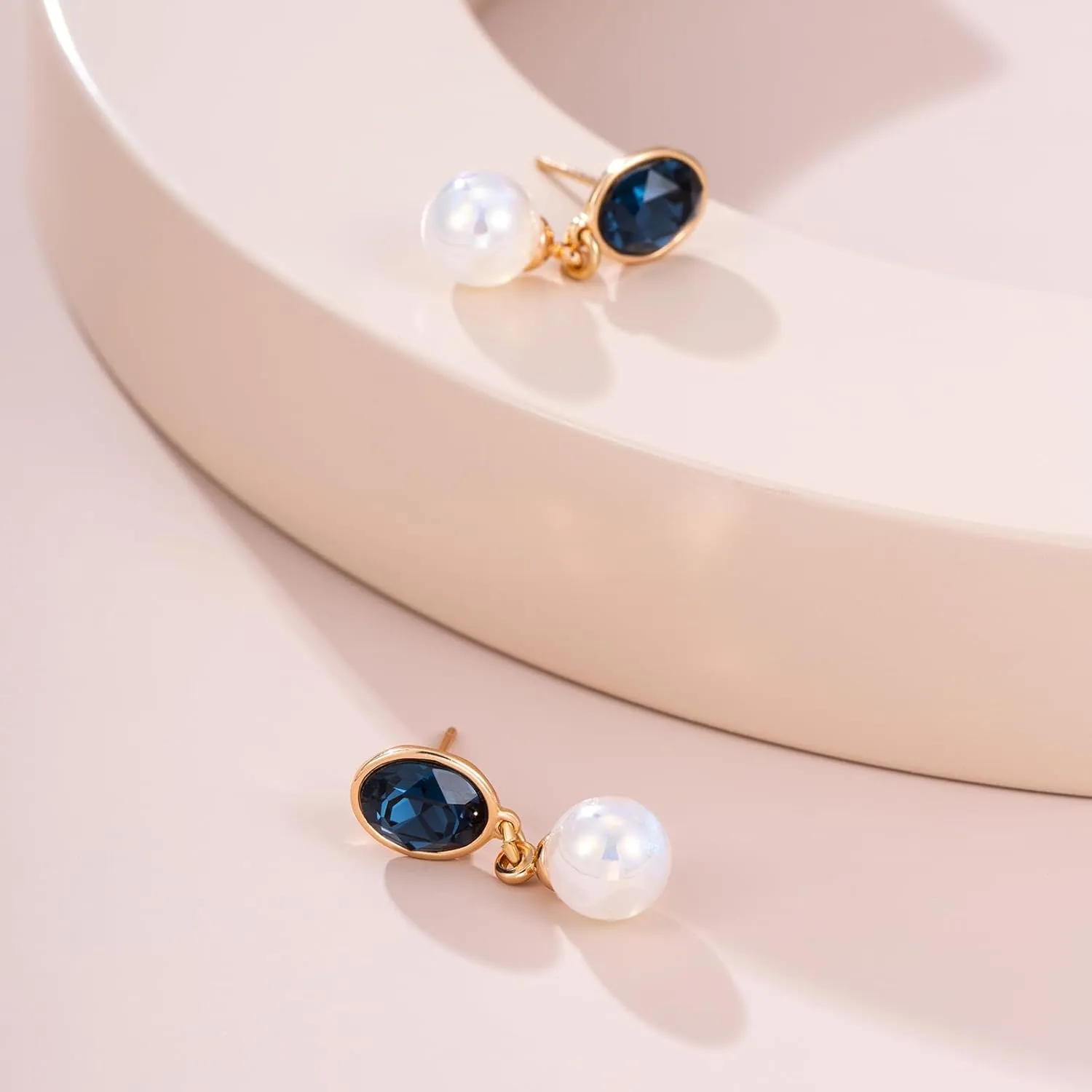 XUPING Simulated Pearl Earrings For Women 18K Gold Plated Silver Round Stud Cubic Zirconia Dangle Hoop Hypoallergenic Crystal Earring Jewelry