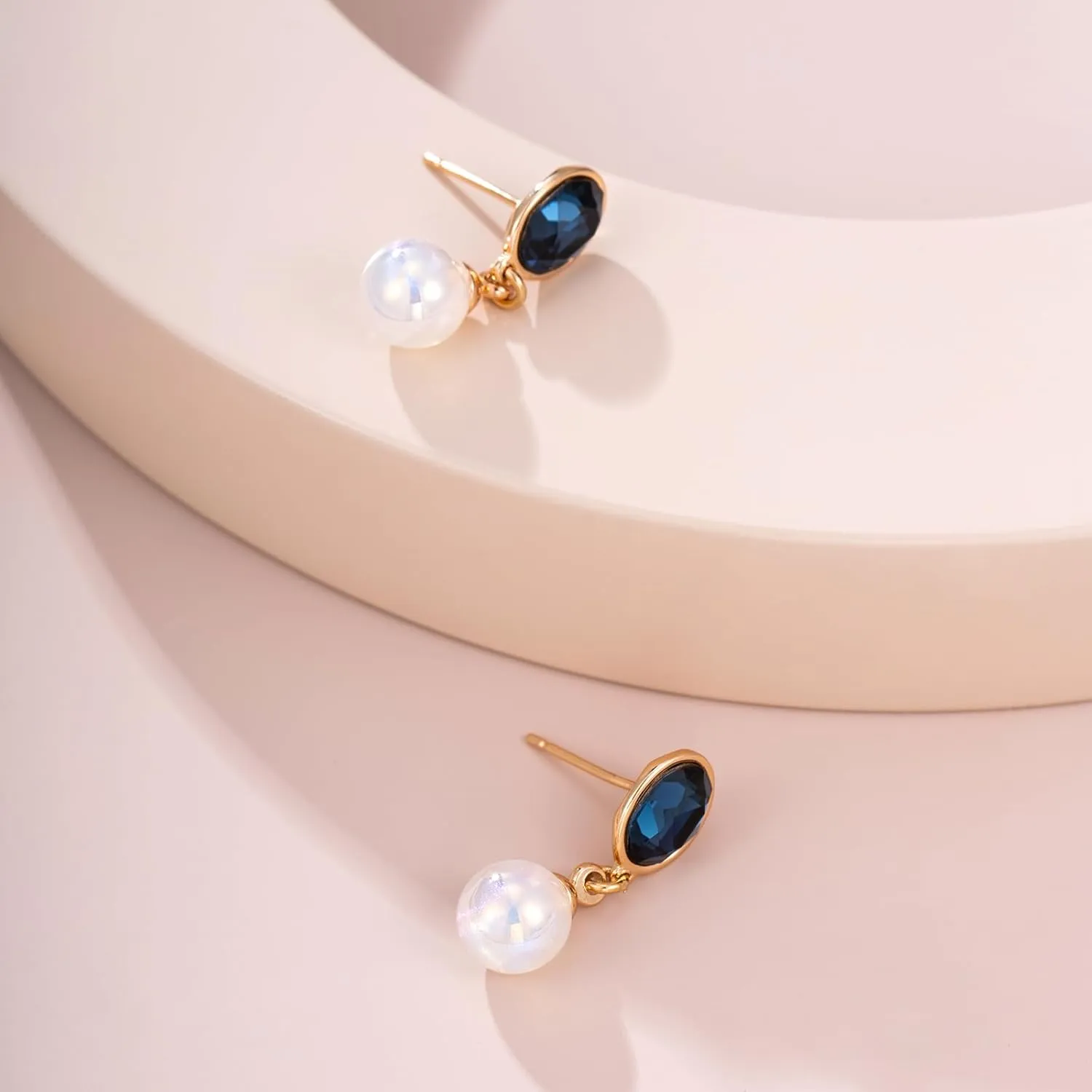 XUPING Simulated Pearl Earrings For Women 18K Gold Plated Silver Round Stud Cubic Zirconia Dangle Hoop Hypoallergenic Crystal Earring Jewelry