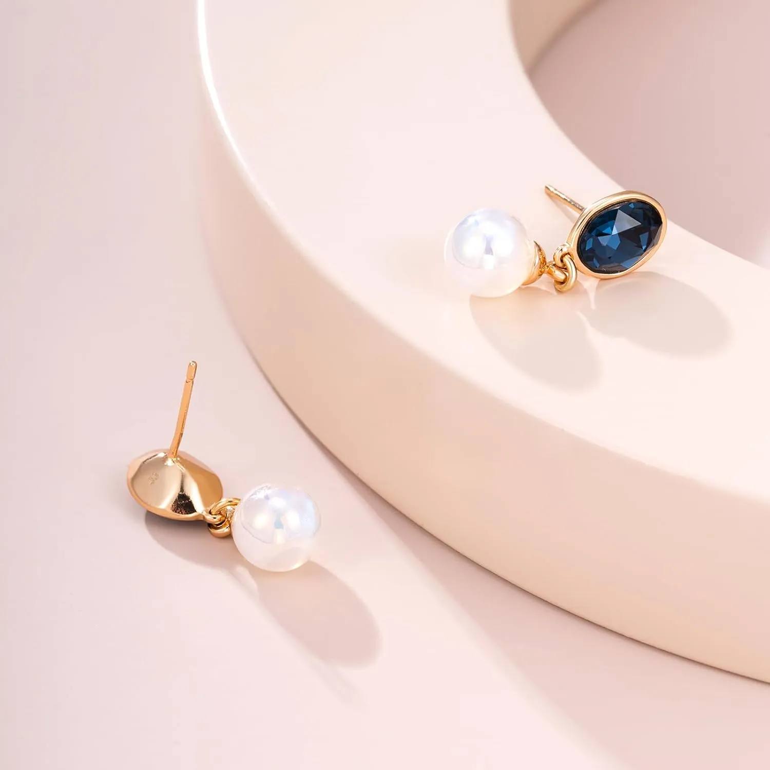 XUPING Simulated Pearl Earrings For Women 18K Gold Plated Silver Round Stud Cubic Zirconia Dangle Hoop Hypoallergenic Crystal Earring Jewelry