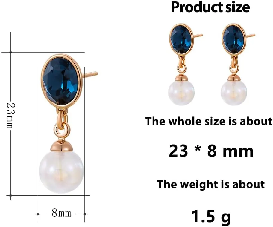 XUPING Simulated Pearl Earrings For Women 18K Gold Plated Silver Round Stud Cubic Zirconia Dangle Hoop Hypoallergenic Crystal Earring Jewelry