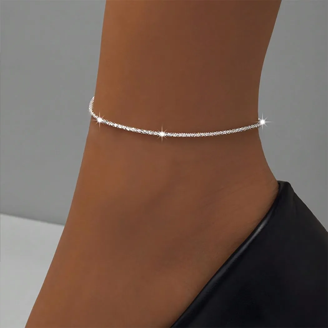 Yalice 14K Gold Ankle Bracelets for Women Layered Anklets 925 Sterling Silver Anklet Set Shiny Waterproof Ankle Chain Cross Beach Foot Jewelry Gifts